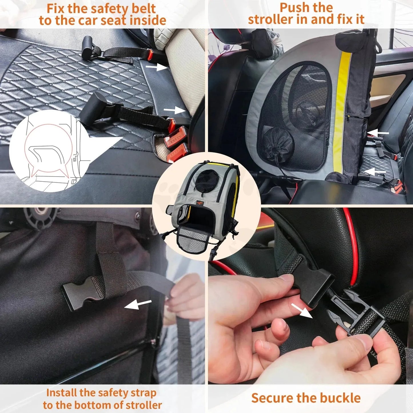 2 in 1 Dog Stroller for Car Seat Travel Carrier Convertible Portable Pet Booter for Small Dog Breeds and Cats
