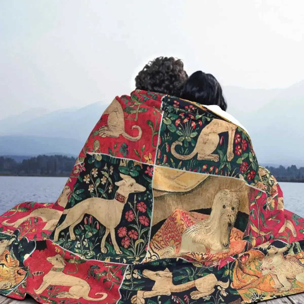 Retro Dog Collage Knitted Blanket Renaissance Animal Dogs Plush Throw Blanket Bedding Couch Printed Ultra - Soft Warm Bedspreads - Finnigan's Play Pen