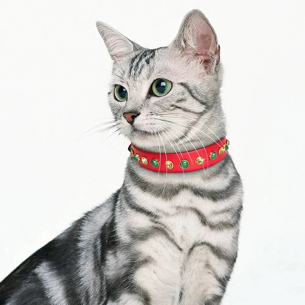 Leather Pet Dog Collar Bling Rhinestone Puppy Cat Collars Cute Diamond Necklace Adjustable for Small Medium Dogs Cats