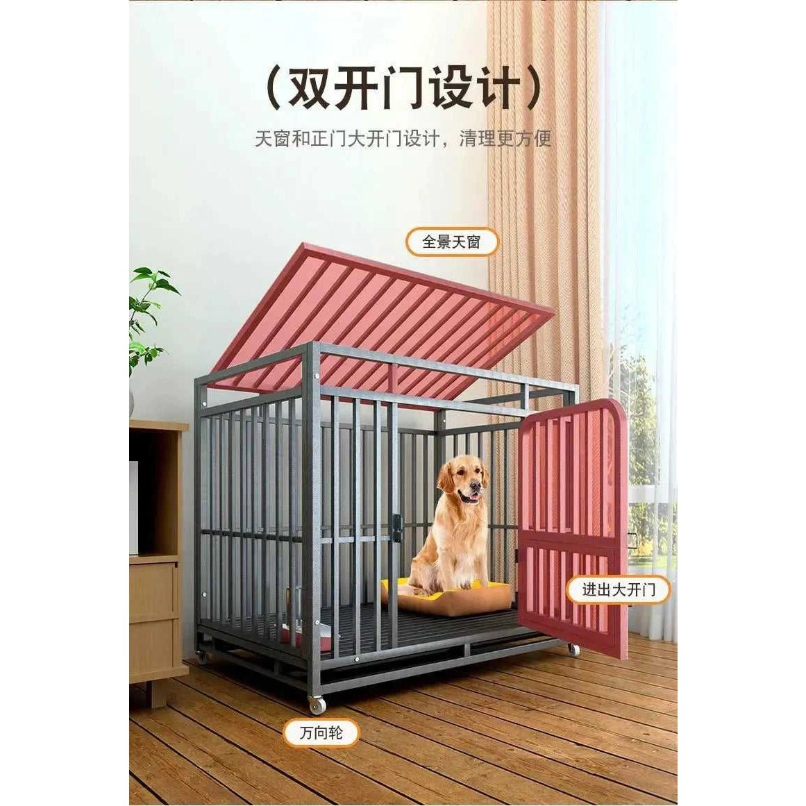 Large Dog Cages with Thickened All Square Tubes Indoor Pet Cages with Toilets Iron Cages Dog Nests - Finnigan's Play Pen