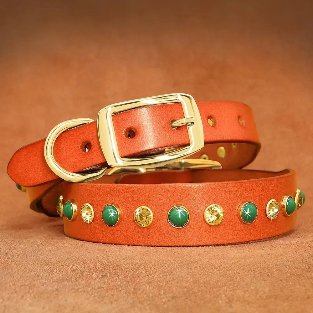 Leather Pet Dog Collar Bling Rhinestone Puppy Cat Collars Cute Diamond Necklace Adjustable for Small Medium Dogs Cats