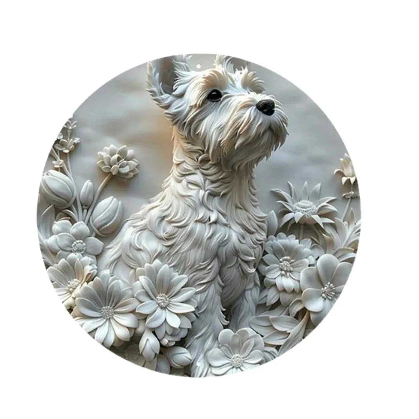 Cute Dog Gift Mask Theme Round Metal Aluminum Sign Art Desktop Decorative Plates For Bar Cafe Club Yard Home Office Wall Decor - Finnigan's Play Pen
