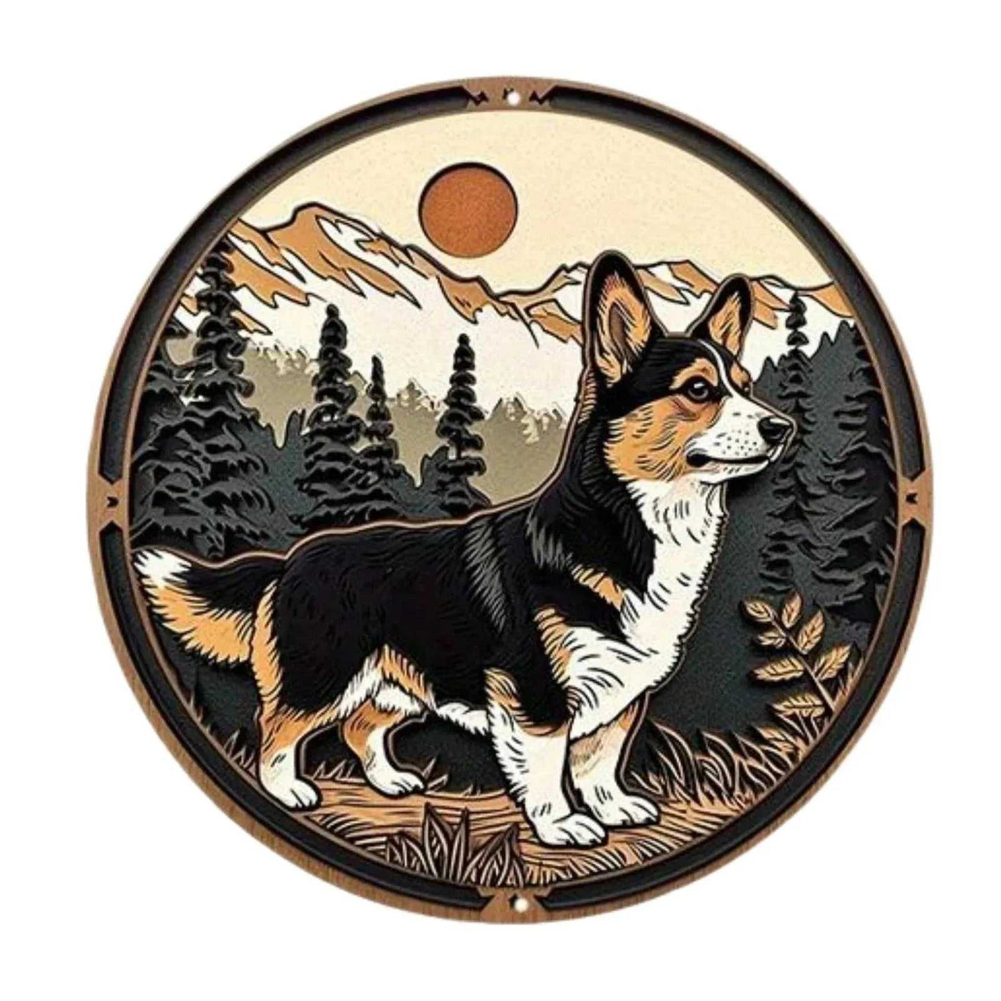 Cute Dog Gift Mask Theme Round Metal Aluminum Sign Art Desktop Decorative Plates For Bar Cafe Club Yard Home Office Wall Decor - Finnigan's Play Pen