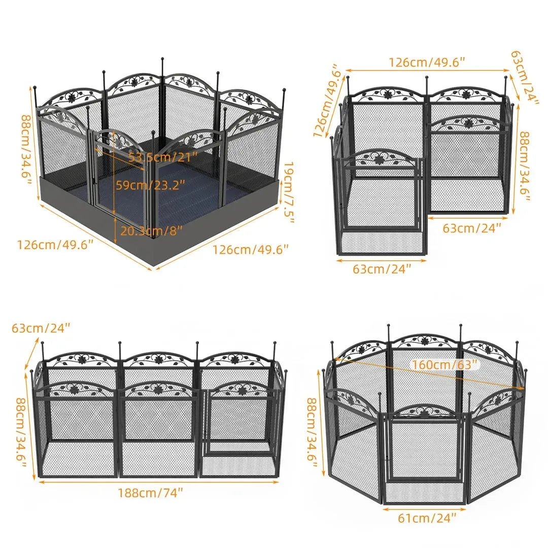 8 Panels DIY Heavy Duty Dog Playpen Pen Outdoor Indoor Dog Puppy Metal Fence with Waterproof Fertility Pad for Whelping,Training - Finnigan's Play Pen