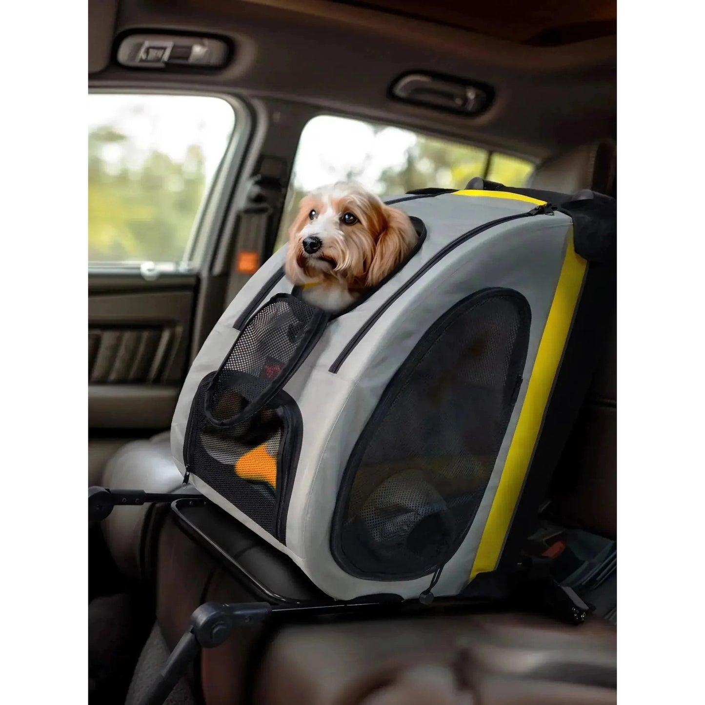 2 in 1 Dog Stroller for Car Seat Travel Carrier Convertible Portable Pet Booter for Small Dog Breeds and Cats