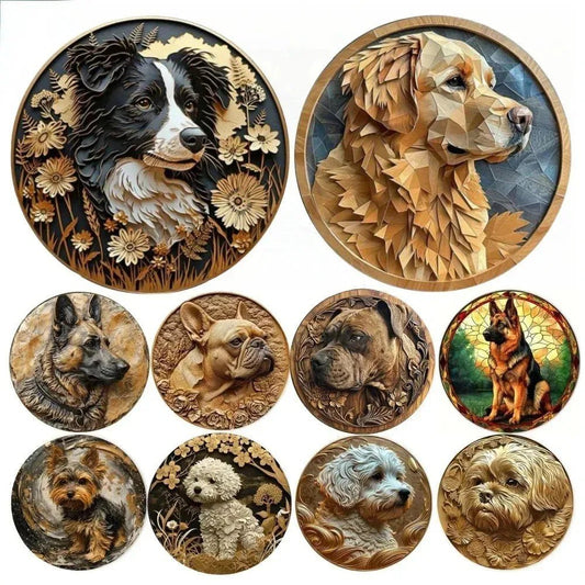 Round Wood Sign Faux Relief Dog Sign Decoration, Bulldog Theme Decoration Bar Cafe Home Living Room Room Office Decoration - Finnigan's Play Pen