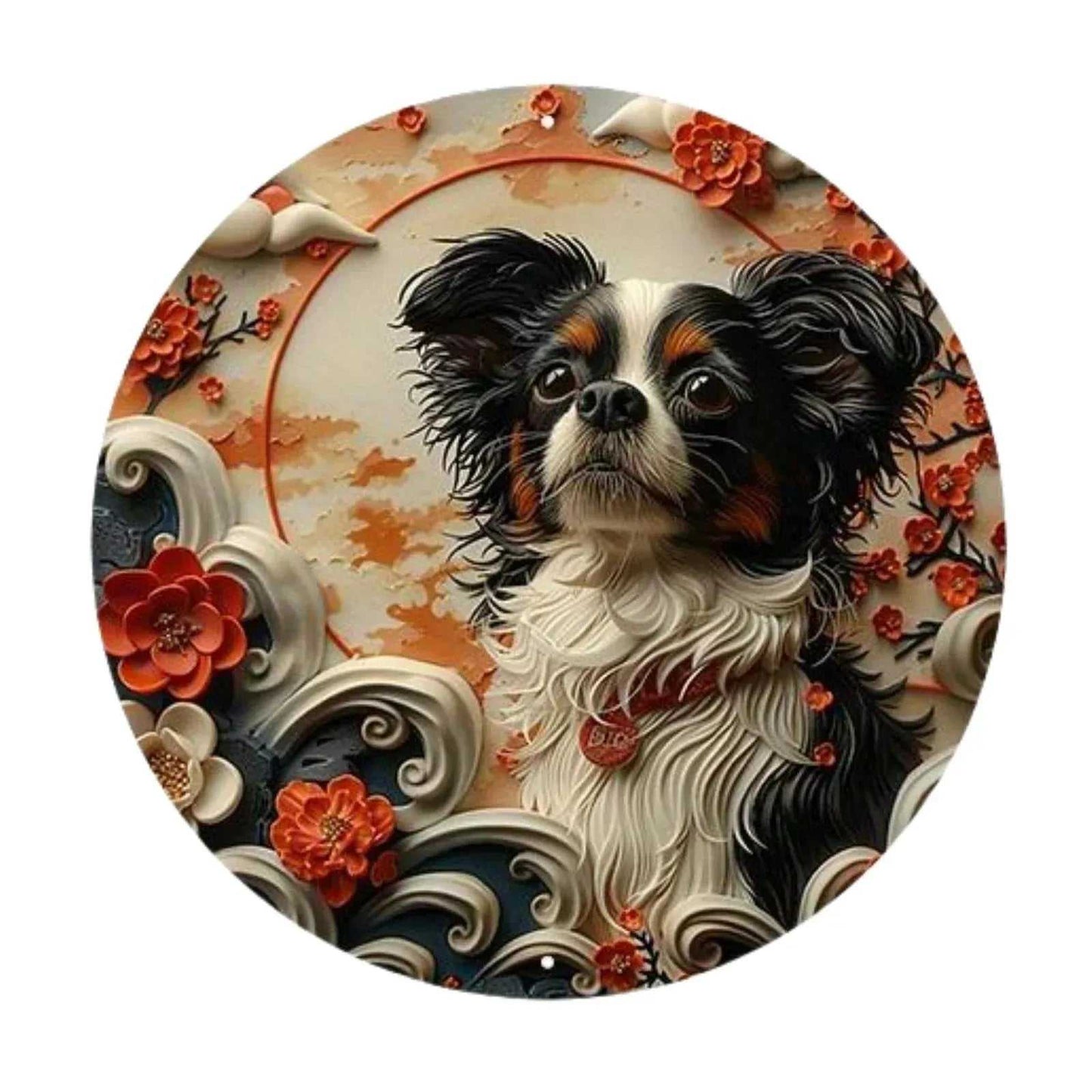 Cute Dog Gift Mask Theme Round Metal Aluminum Sign Art Desktop Decorative Plates For Bar Cafe Club Yard Home Office Wall Decor - Finnigan's Play Pen