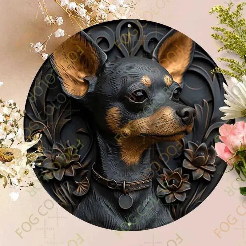 1pc 8x8inch(20x20cm) Round Aluminum Sign Metal Sign Metal Shepherd Dog Sign Sign For Home Garden Kitchen Cafe Restaurant - Finnigan's Play Pen