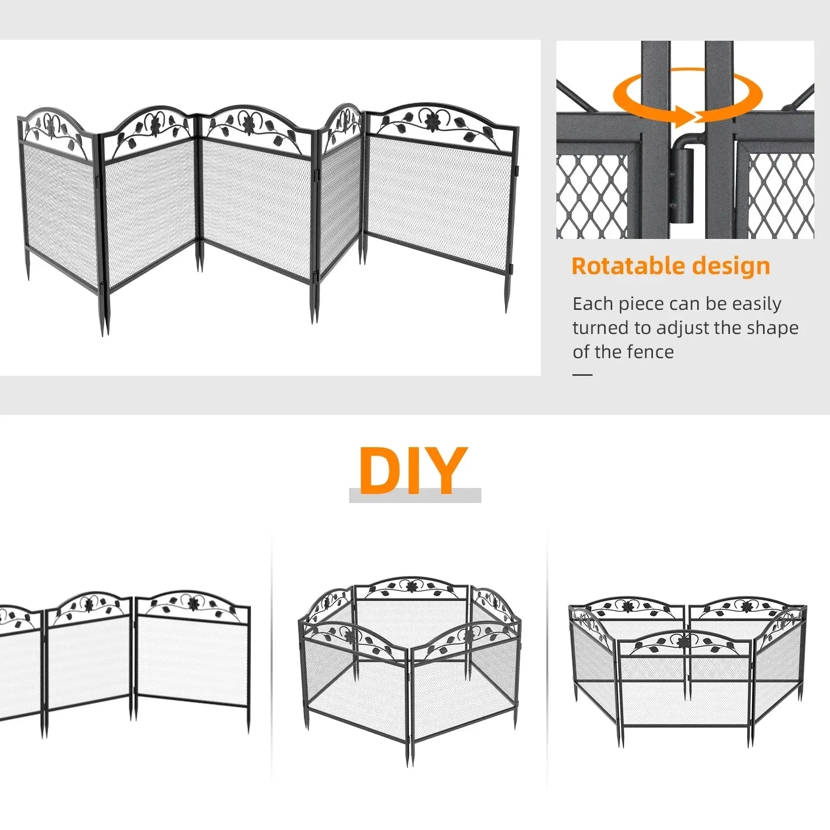 5 Panels Dog Playpen 32 Inch Tall for Outdoor Black Heavy Metal Pet Exercise Fence Animal Barrier Board - Finnigan's Play Pen