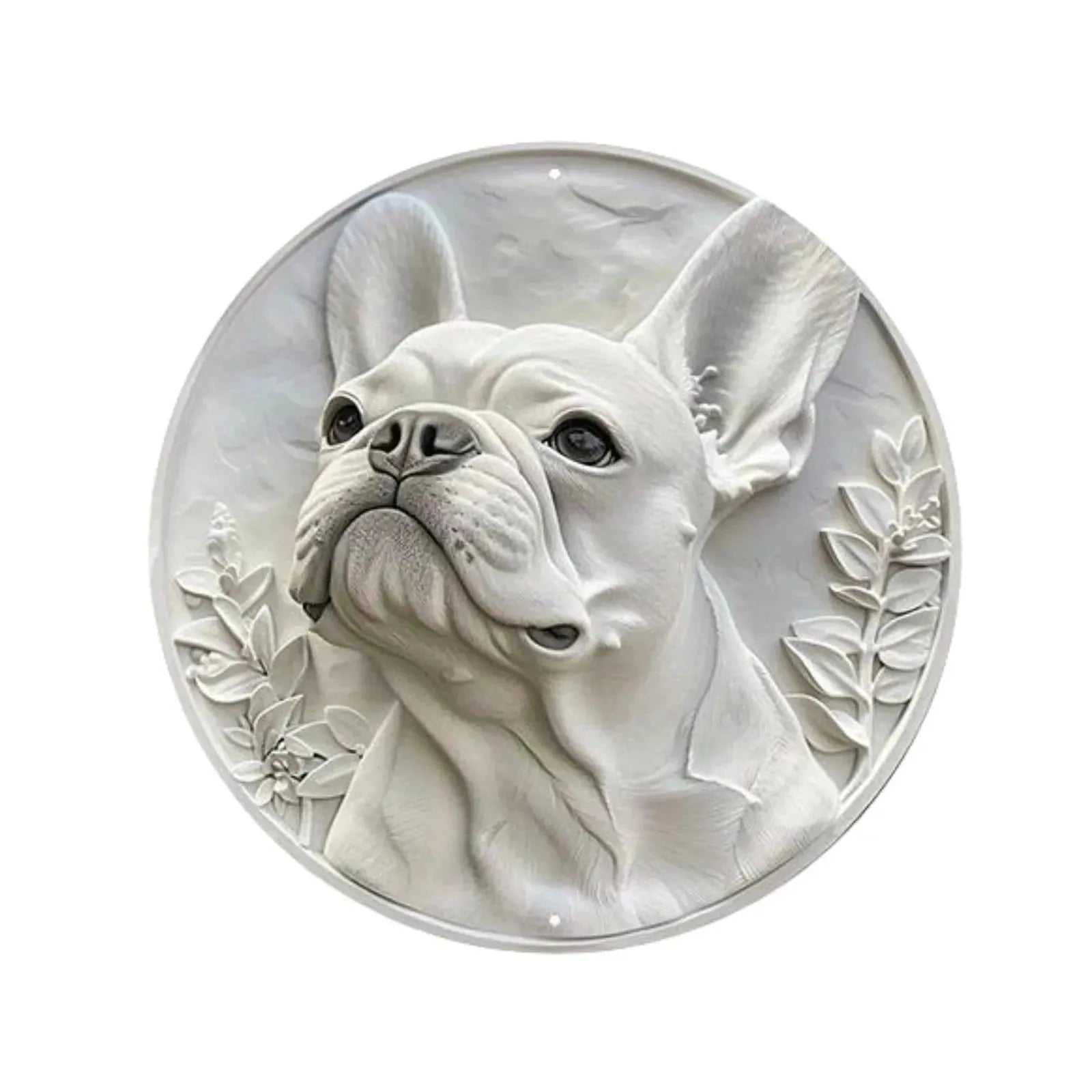 Round Metal Aluminum Sign Art Cute Dog Wreath Decorative Plates Entrance Decor Gift Mask Theme For Bar Club Home Room Wall Decor - Finnigan's Play Pen