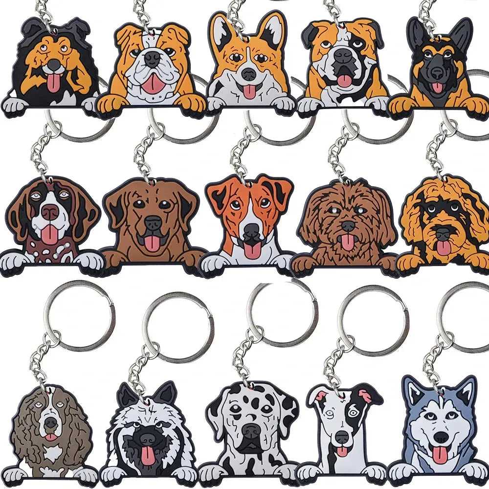 Cartoon Cool Dogs Keychains Bulldog English Springerspaniel Keyrings Maltese Greyhound Key Chains Husky Keeshond Key Rings Gifts - Finnigan's Play Pen