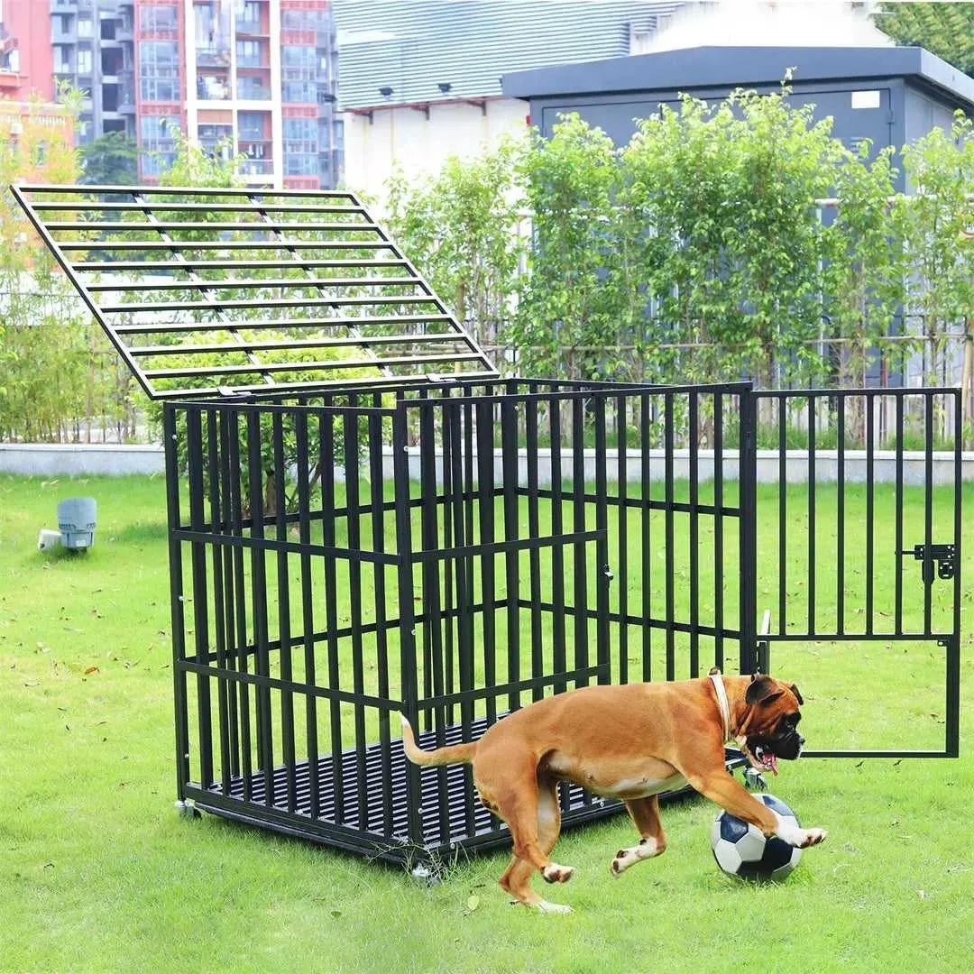 Mobile Heavy Duty Dog Crate Cage Metal Pet Kennel Playpen with 3 Doors Locks Design & Bottom Tray - Finnigan's Play Pen