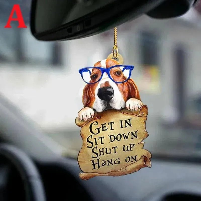 STONEGO Cute Dog Ornament Lovely Acrylic Animal Car Hanger Car Decor Two Sided Ornament - Finnigan's Play Pen