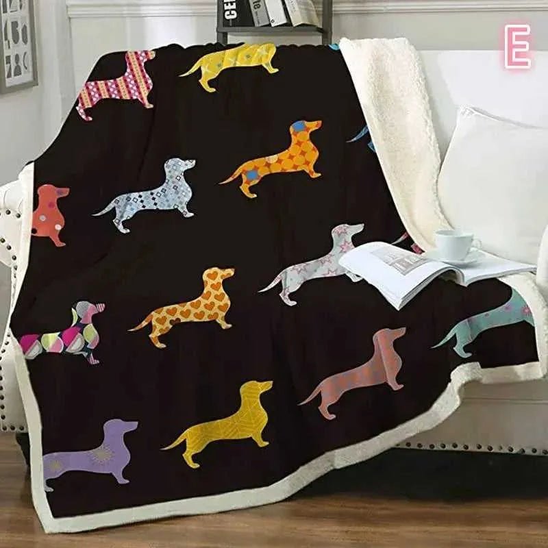 Puppy Dog Blanket Dachshund Dog Printed Blanket Fleece Blanket Flannel Sleep Comfort Super Soft Sofa Blanket - Finnigan's Play Pen
