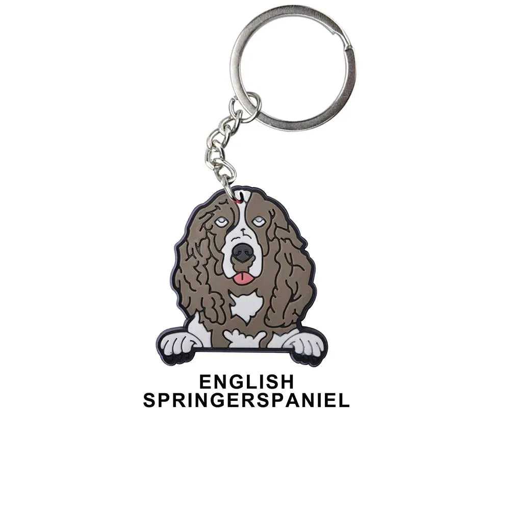 Cartoon Cool Dogs Keychains Bulldog English Springerspaniel Keyrings Maltese Greyhound Key Chains Husky Keeshond Key Rings Gifts - Finnigan's Play Pen