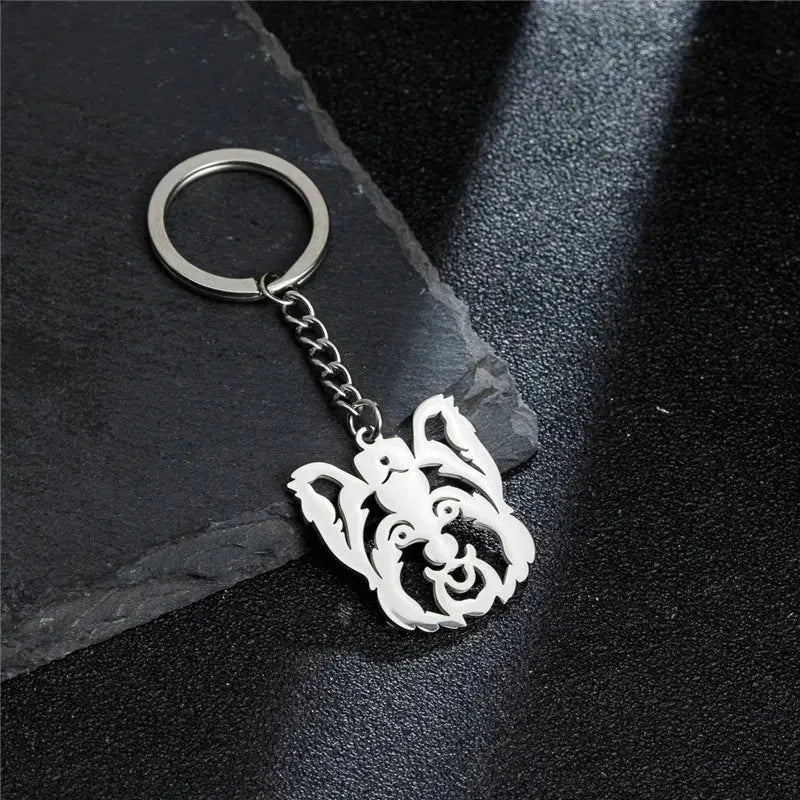Stainless Steel Animal Keychain Cartoon Bulldog Key Rings Multiple Style Dog Keychains Key Holders Pendant Accessories Gift - Finnigan's Play Pen