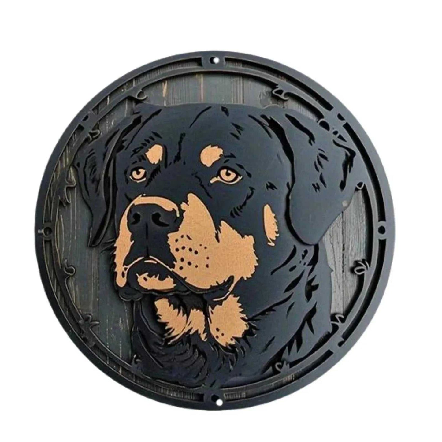 Cute Dog Gift Mask Theme Round Metal Aluminum Sign Art Desktop Decorative Plates For Bar Cafe Club Yard Home Office Wall Decor - Finnigan's Play Pen