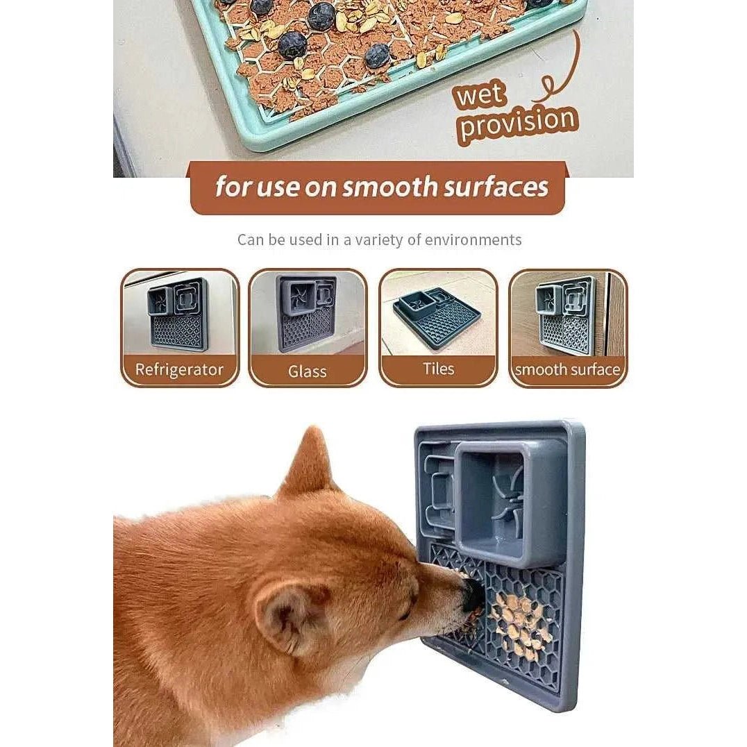 New Pet Dog Cat Tableware Anti - choking Bowl Food Grade Organosilicon Suction Cup Multifunctional Slow Food Mat Dog Licking Mat - Finnigan's Play Pen
