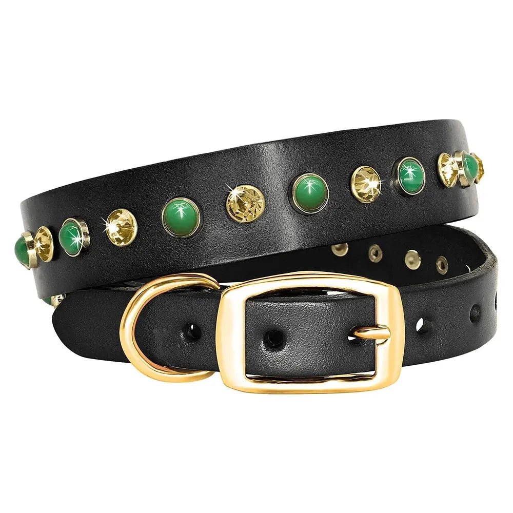 Leather Pet Dog Collar Bling Rhinestone Puppy Cat Collars Cute Diamond Necklace Adjustable for Small Medium Dogs Cats