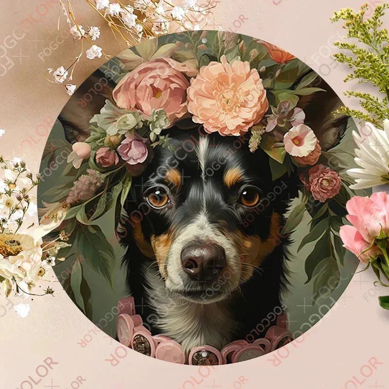 1pc 8x8inch(20x20cm) Round Aluminum Sign Spring Garden Retro Dog Wall Decor For Indoor,Office,Business,Bathroom - Finnigan's Play Pen