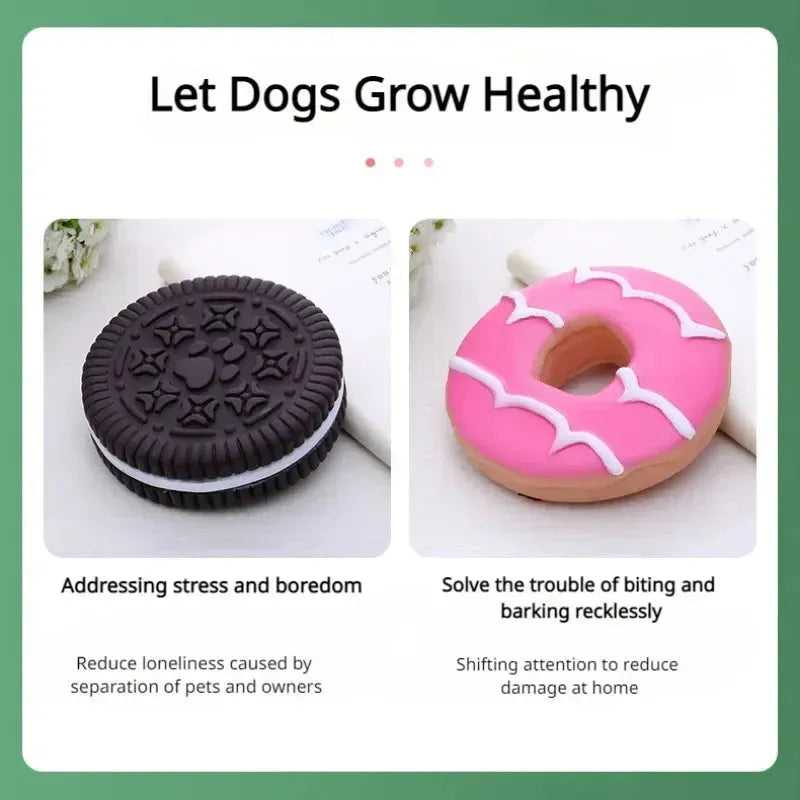 Dog Chewing Toy Simulation Biscuit Cake Anti Bite Latex Plaything Grinding Teeth Cleaning Interactive Training Toys Pet Supplies - Finnigan's Play Pen