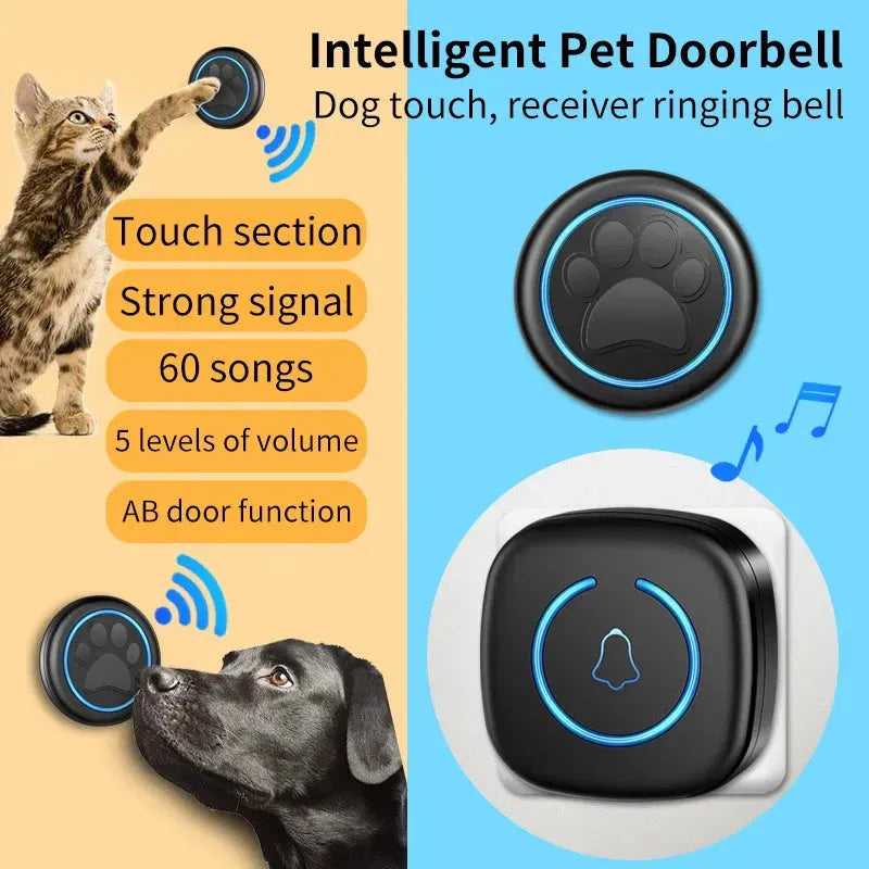 Pet Touch Ringer Button Bell 300M/984ft Range 60 Songs High Volume Doorbell For Cat & Dog Training Door Bell Smart Home US EU - Finnigan's Play Pen