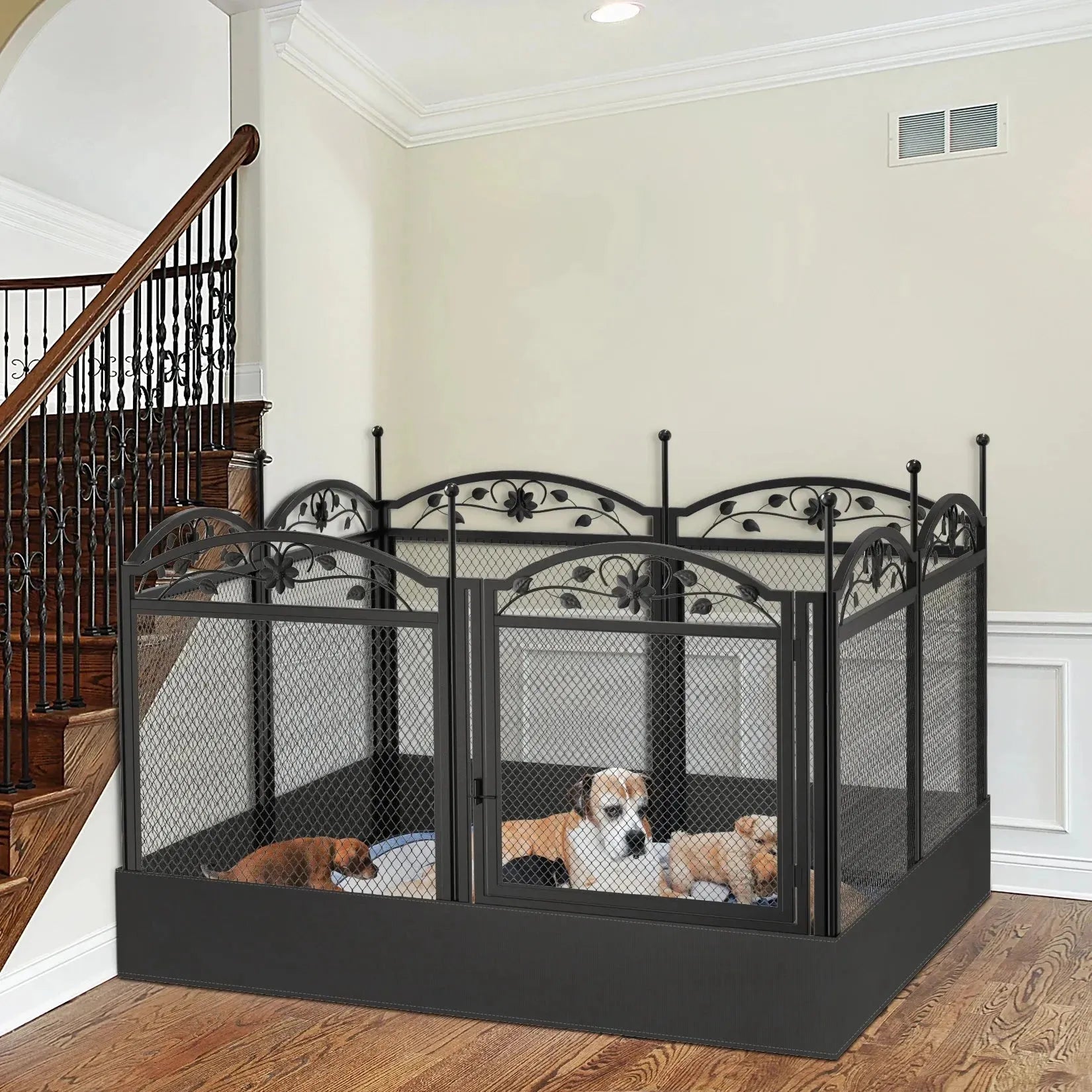 8 Panels DIY Heavy Duty Dog Playpen Pen Outdoor Indoor Dog Puppy Metal Fence with Waterproof Fertility Pad for Whelping,Training - Finnigan's Play Pen