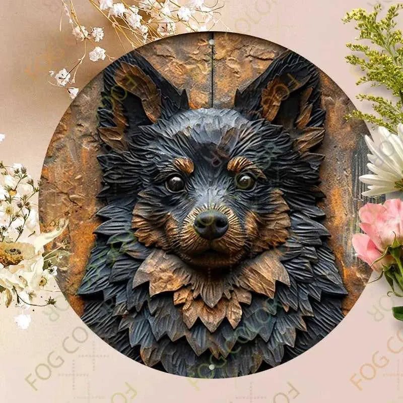 1pc 8x8inch(20x20cm) Round Aluminum Sign Metal Sign Metal Shepherd Dog Sign Sign For Home Garden Kitchen Cafe Restaurant - Finnigan's Play Pen