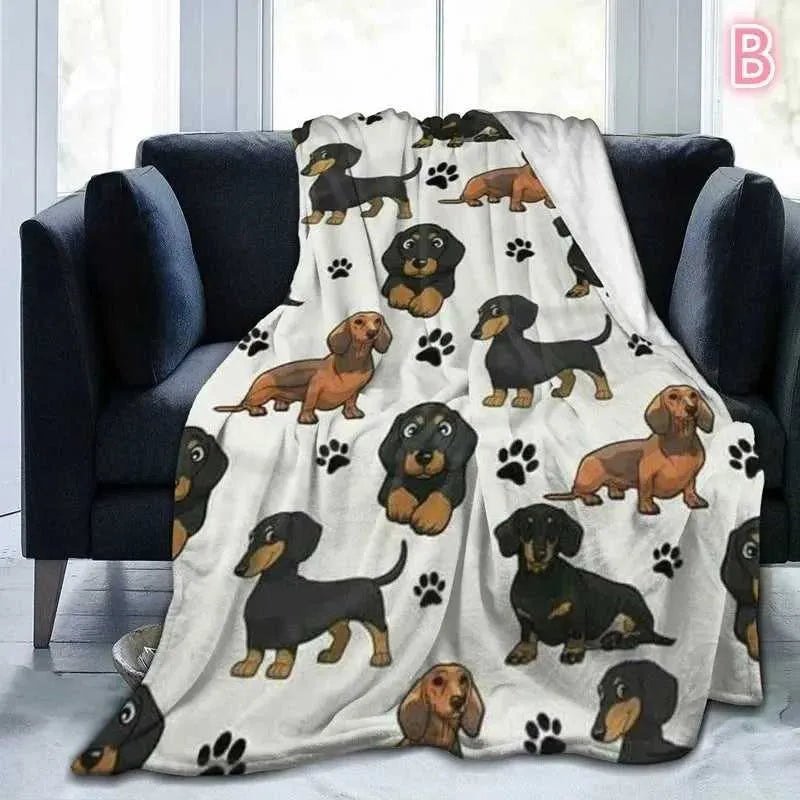 Puppy Dog Blanket Dachshund Dog Printed Blanket Fleece Blanket Flannel Sleep Comfort Super Soft Sofa Blanket - Finnigan's Play Pen