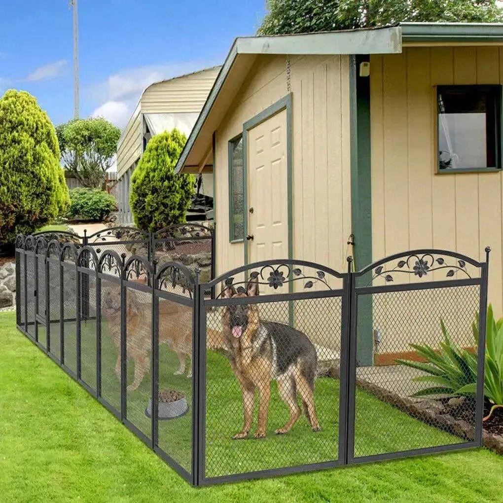 8 Panels Metal Dog Playpen with Fertility Mat and Gate Foldable Heavy Duty Pet Whelping Box Exercise Fence Cage Kennnels - Finnigan's Play Pen