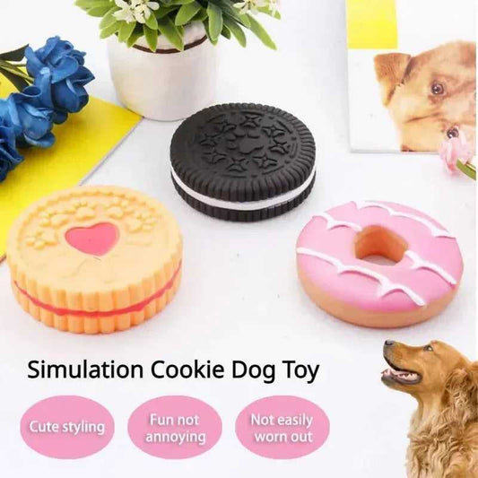 Dog Chewing Toy Simulation Biscuit Cake Anti Bite Latex Plaything Grinding Teeth Cleaning Interactive Training Toys Pet Supplies - Finnigan's Play Pen