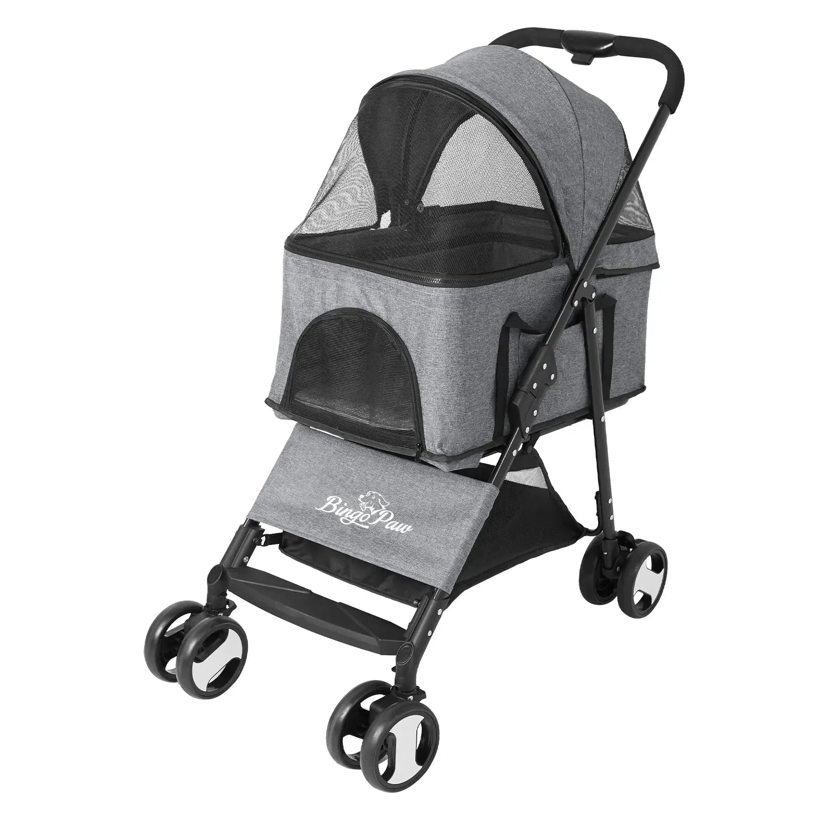 Pet Stroller Large 4 Wheel Dog Carrier Trailer Pram with Mesh Windows Outdoor Portable Puppy Travel Walk Carrier Load 30kg - Finnigan's Play Pen