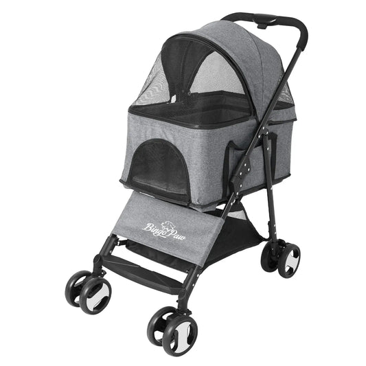 Pet Stroller Large 4 Wheel Dog Carrier Trailer Pram with Mesh Windows Outdoor Portable Puppy Travel Walk Carrier Load 30kg - Finnigan's Play Pen