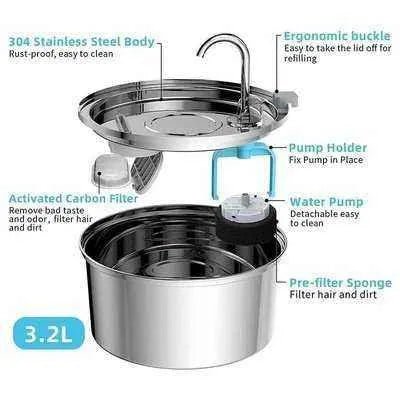 Magical Stainless Steel Cat Fountain - Finnigan's Play Pen