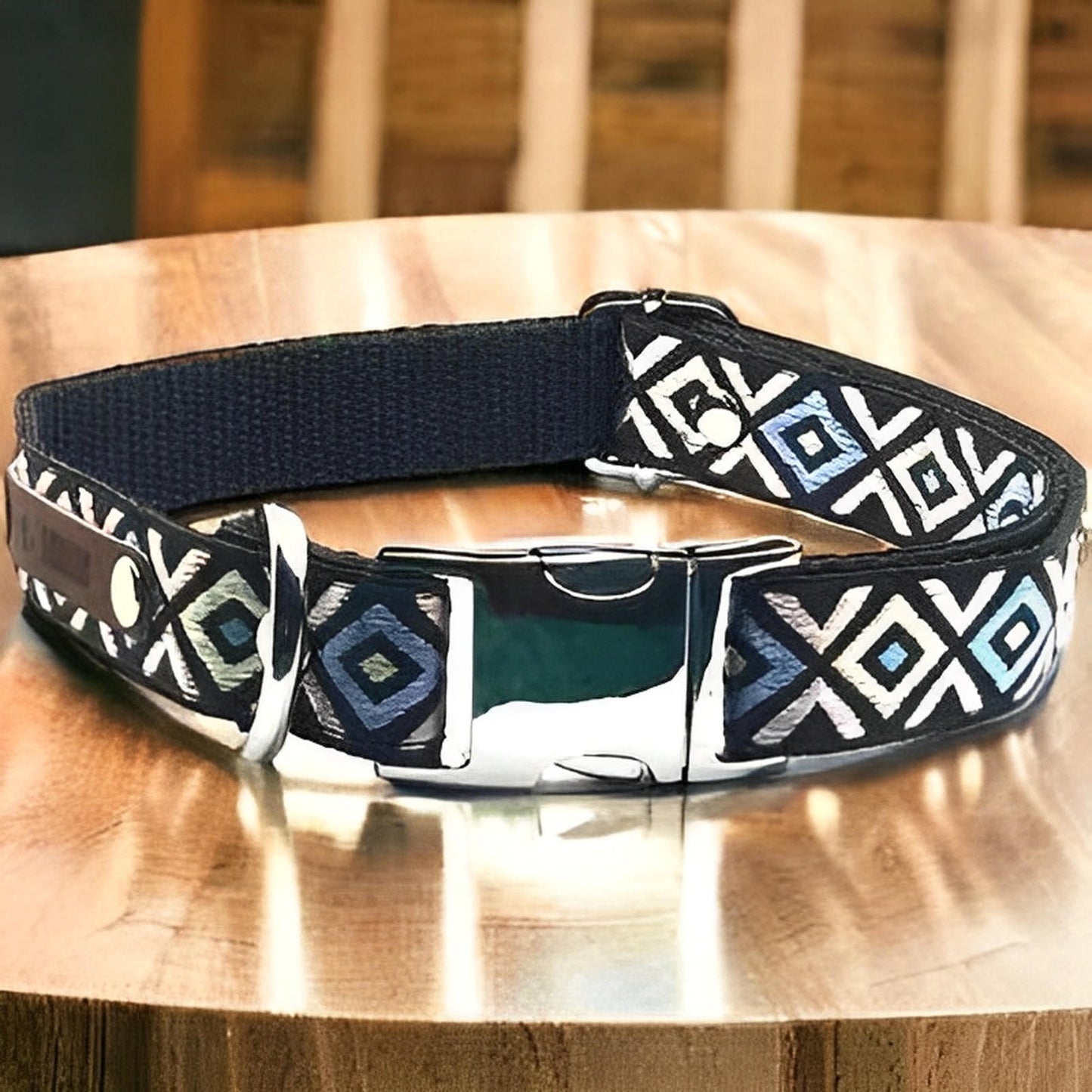 Personalised Cotton Dog Collar: Sapphire Elegance - Finnigan's Play Pen
