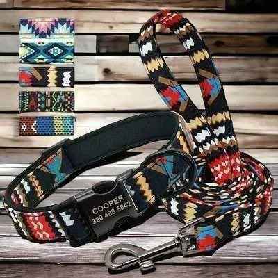 Personalised Dog Collar & Leash Set