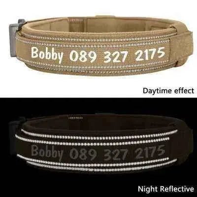 Personalised Military Dog Collar for Stylish Large Dogs with Reflective Handle - Finnigan's Play Pen