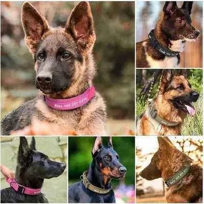 Personalised Military Dog Collar for Stylish Large Dogs with Reflective Handle - Finnigan's Play Pen
