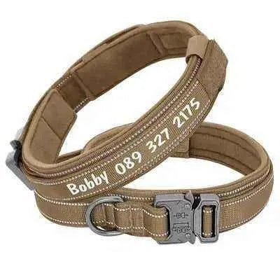 Personalised Military Dog Collar for Stylish Large Dogs with Reflective Handle - Finnigan's Play Pen