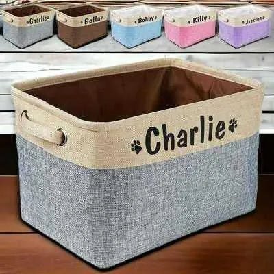 Personalised Pet Toy Storage Basket by Luxurious Paws Commissioned Canine Cache - Finnigan's Play Pen