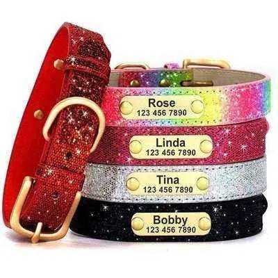 Personalised Sequin Sparkle Pet ID Collar - Finnigan's Play Pen