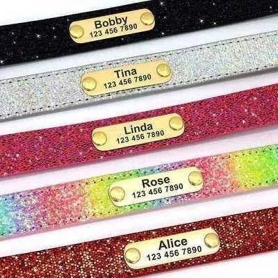 Personalised Sequin Sparkle Pet ID Collar - Finnigan's Play Pen