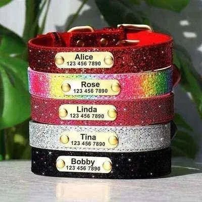 Personalised Sequin Sparkle Pet ID Collar - Finnigan's Play Pen