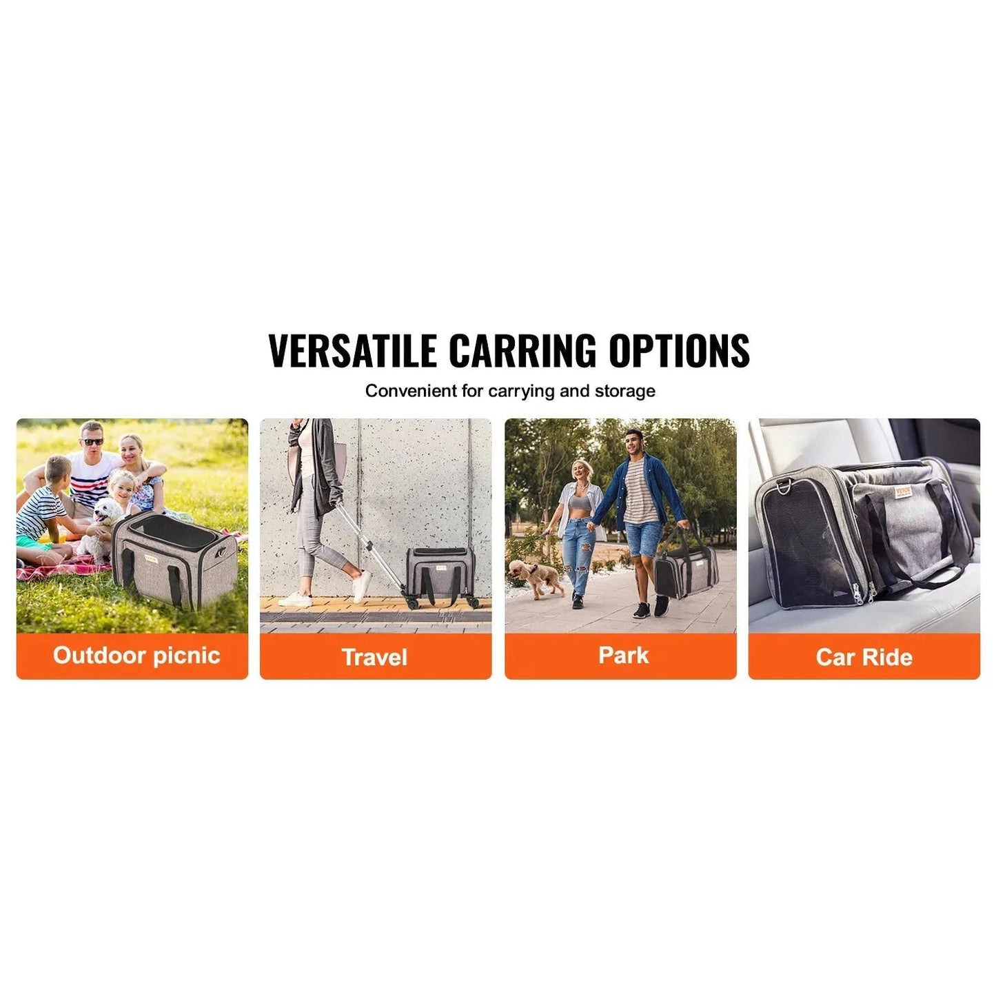 VEVOR Pet Cat Carrier Breathable Outgoing Dog Carry Backpack with Telescopic Handle Wheels and Shoulder Strap for Travel Trip