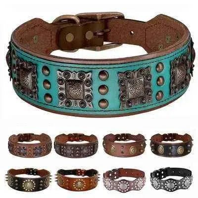 Regal Paws Rugged Chic Leather Dog Collar - Finnigan's Play Pen