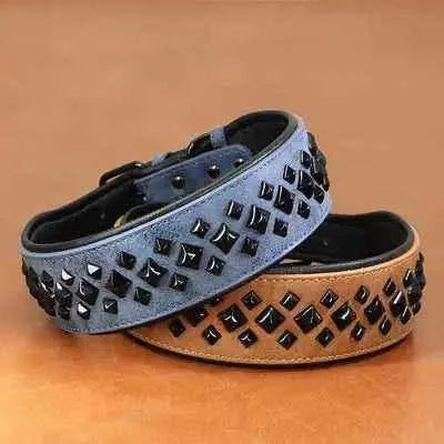 Rockstar Red Padded Leather Stud Dog Collar for Medium Breeds - Finnigan's Play Pen
