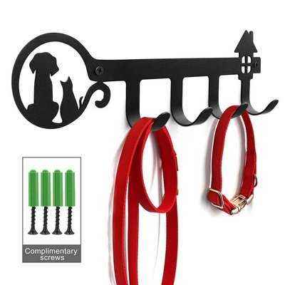 Wall-Mounted Hanger for Dogs Cats Black Metal Dog Clothes Leash Hangers Key Holder Rangement Hooks Hangers Storage Free Screws - Finnigan's Play Pen