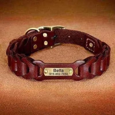 Didog Personalised Leather Dog Collar - Finnigan's Play Pen