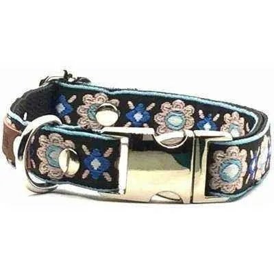 Elegant Cotton Dog Collar with Personalised Engraved Charm by Lollipollipocket - Finnigan's Play Pen