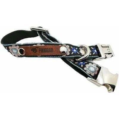 Elegant Cotton Dog Collar with Personalised Engraved Charm by Lollipollipocket - Finnigan's Play Pen